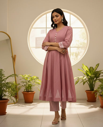 Soft Pink Cotton Kurta Set