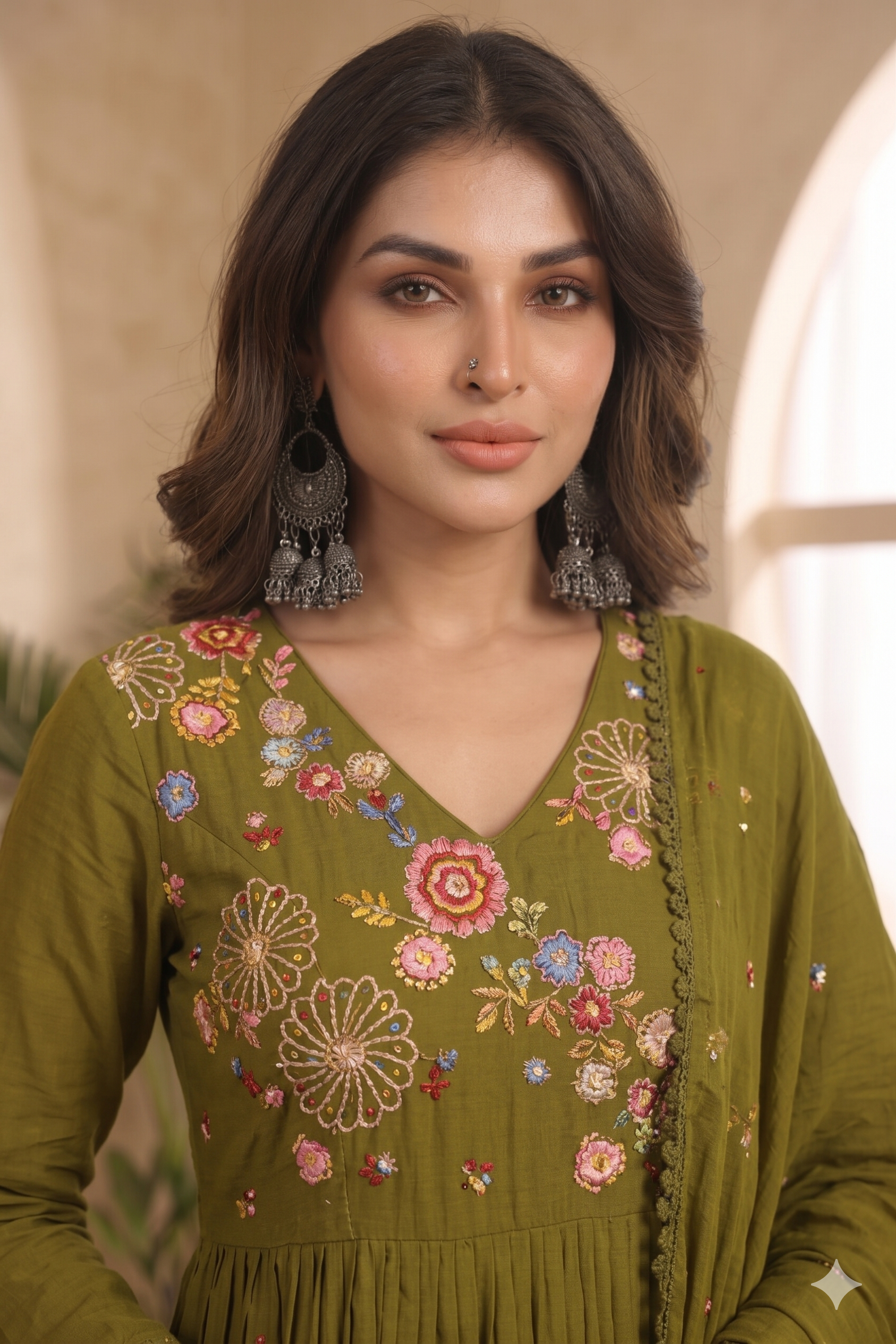 Olive Garden Anarkali Mul Cotton Set