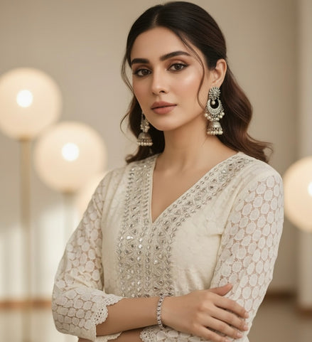 White Mirror Work Co-ord Set