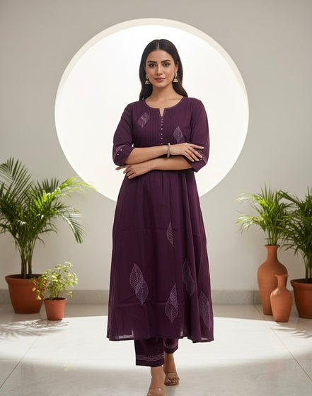 Purple Premium Cotton Kurta Set