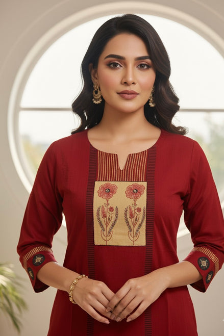 Red cotton kurta set