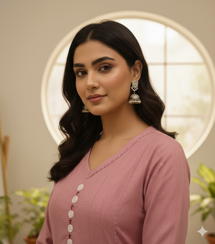 Soft Pink Cotton Kurta Set