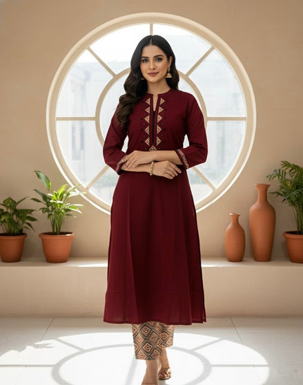 Maroon Glow Kurta Set