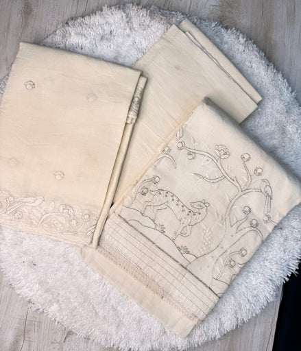 Ivory Embroidered Dress Material