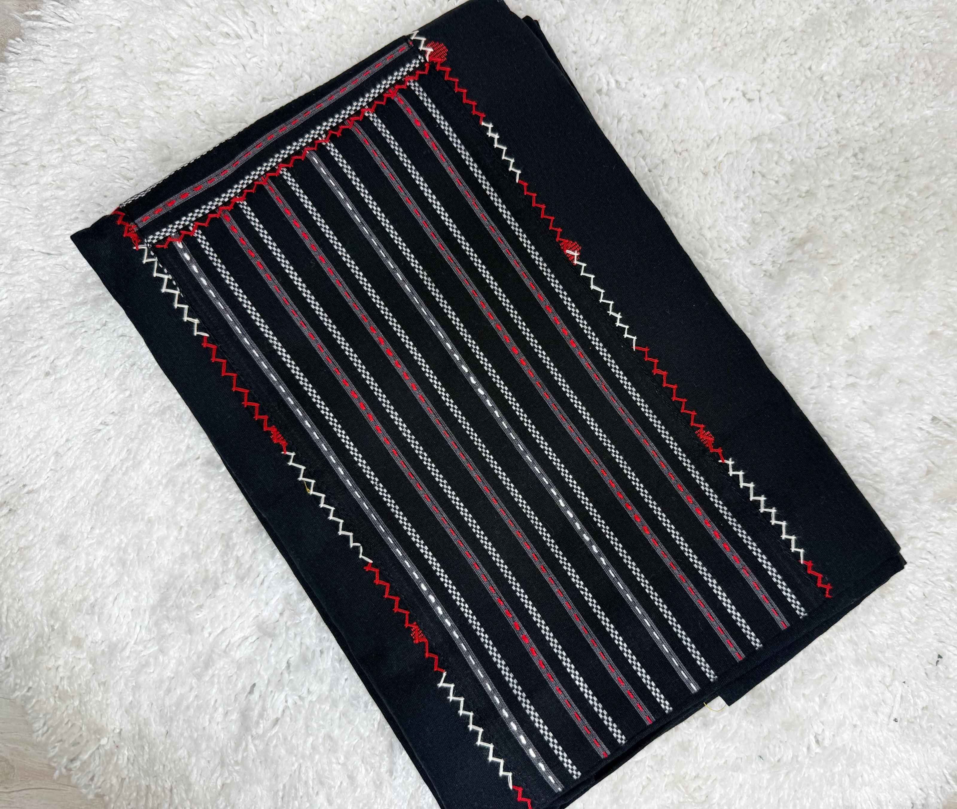 Navy Blue & Pink Cotton Dress Material Set