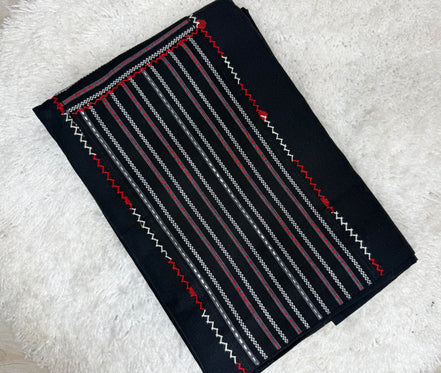 Navy Blue & Pink Cotton Dress Material Set
