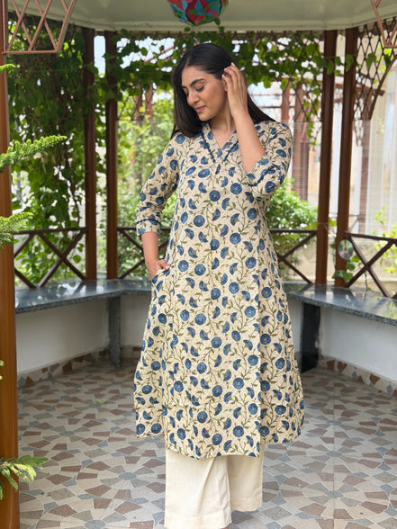 Floral Serenity Cotton Kurti