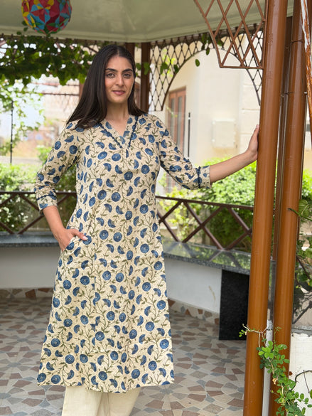 Floral Serenity Cotton Kurti