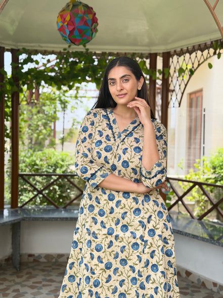 Floral Serenity Cotton Kurti