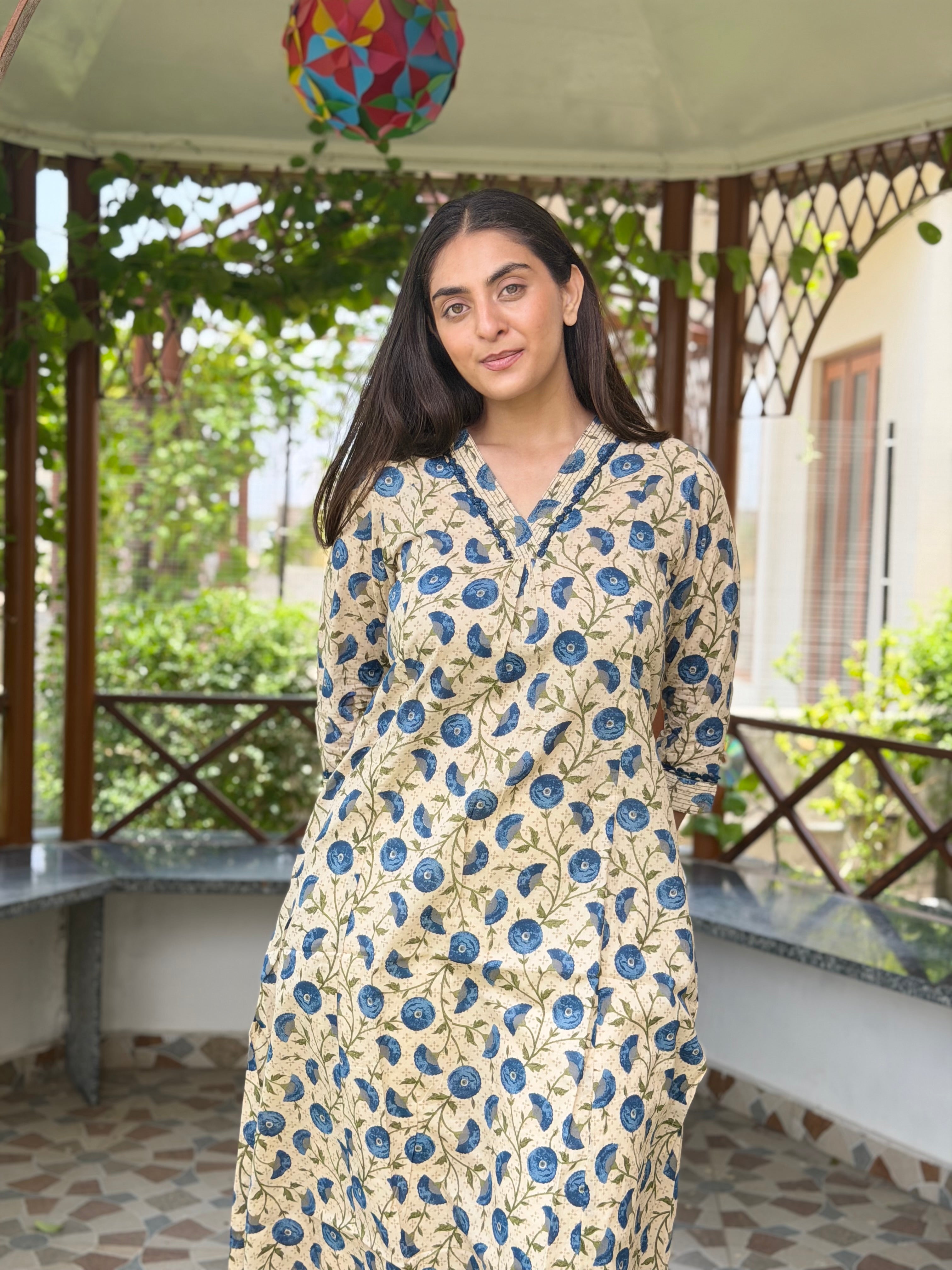 Floral Serenity Cotton Kurti