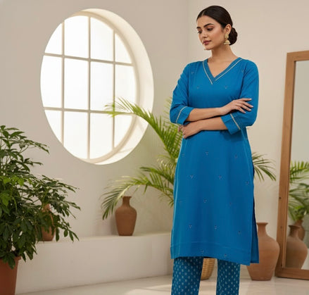 Blue Bliss Cotton Kurta Set