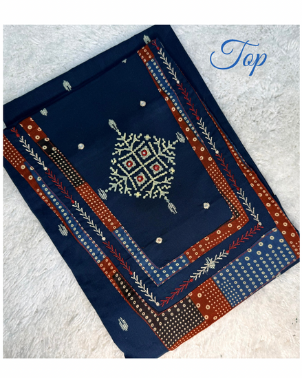 Navy Blue Cotton Dress Material