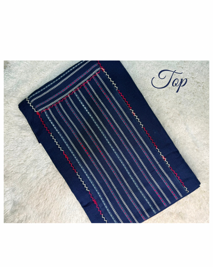 Navy Blue & Pink Cotton Dress Material Set