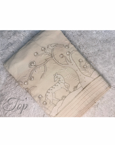 Ivory Embroidered Dress Material