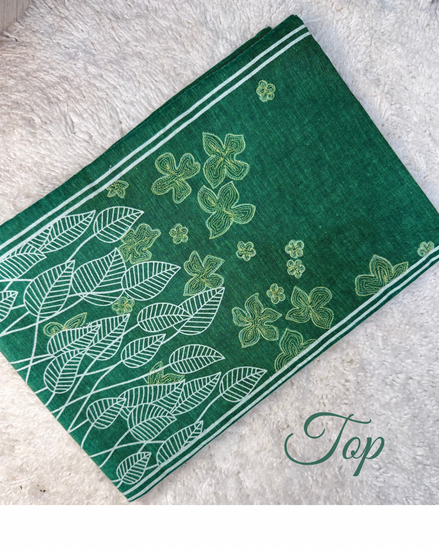 Green Pure Cotton Dress Material Set