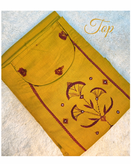 Mustard Pure Cotton Dress Material