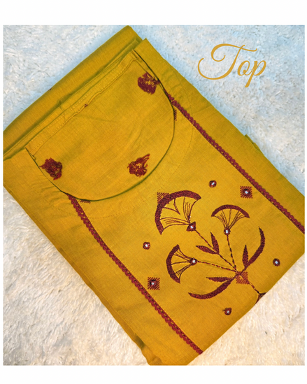 Mustard Pure Cotton Dress Material